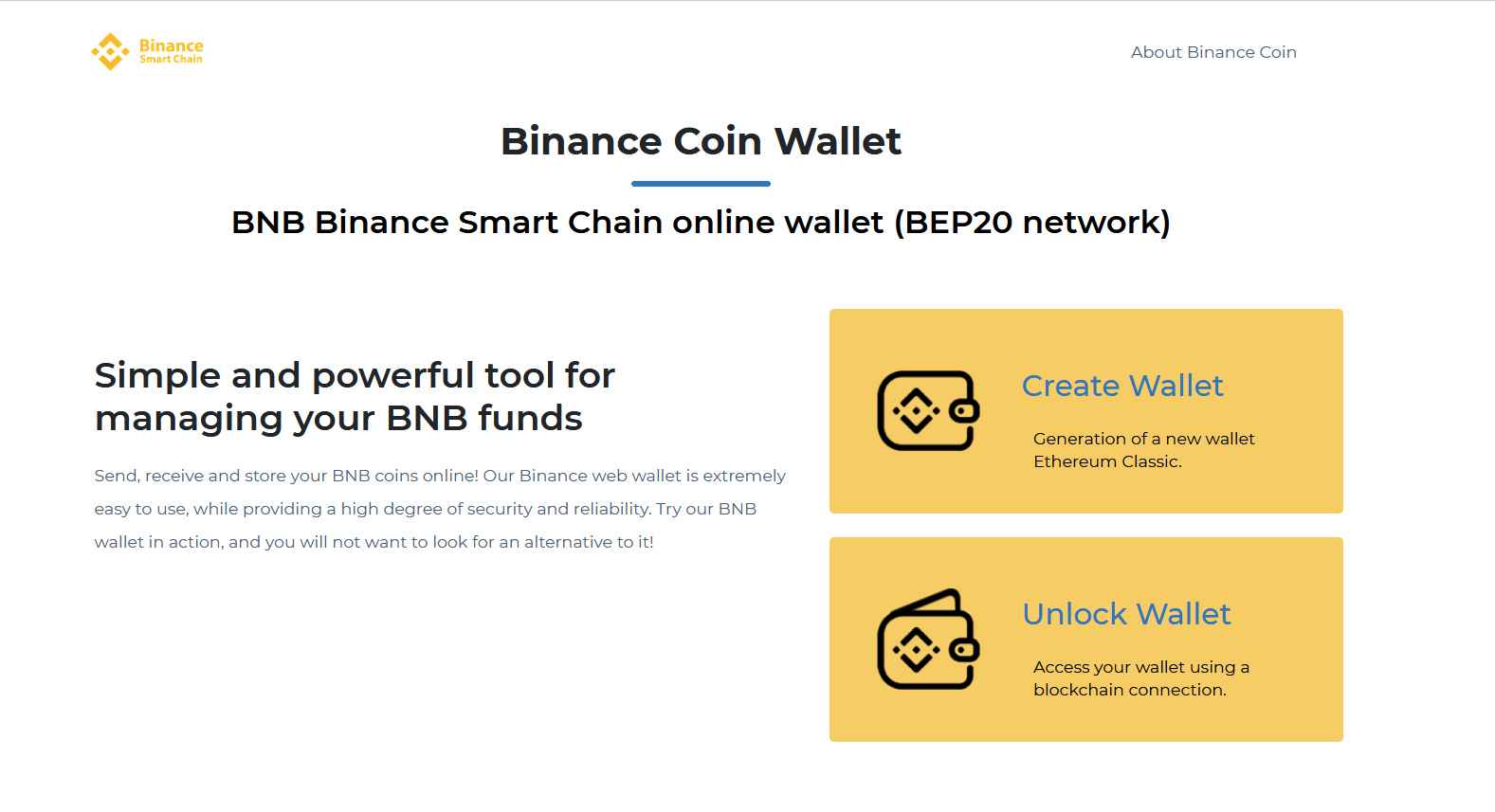 Binance Smart Chain Web Wallet