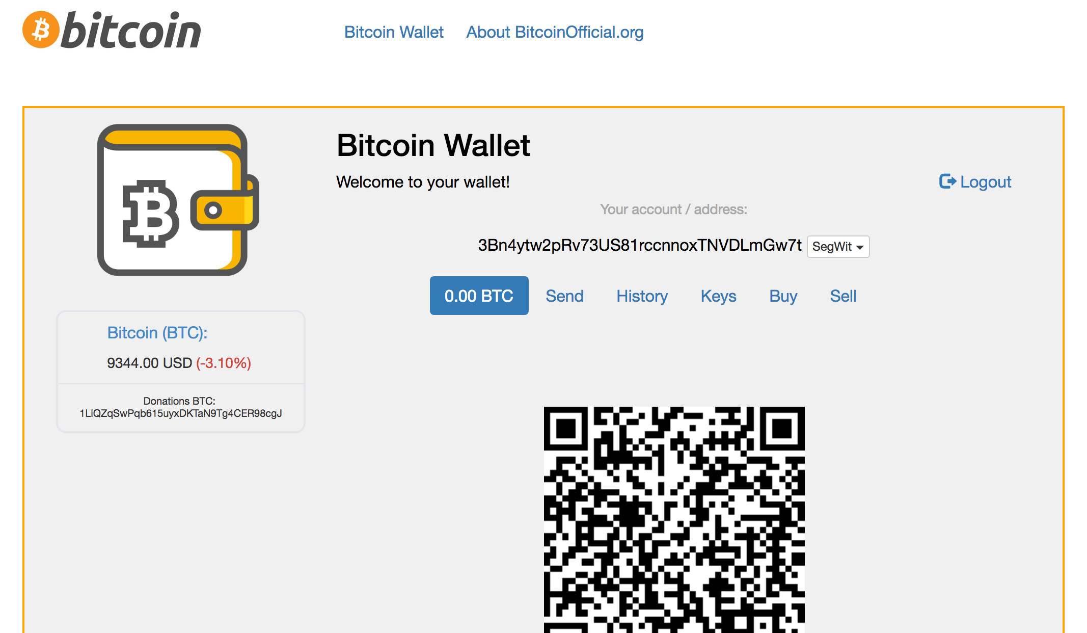Bitcoin wallet interface (bitcoinofficial.org)