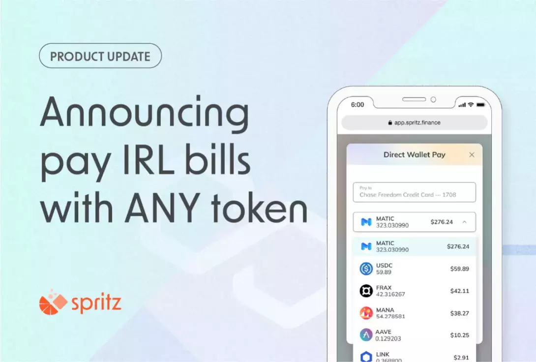 Spritz Finance activates crypto bill pay with any token on Polygon