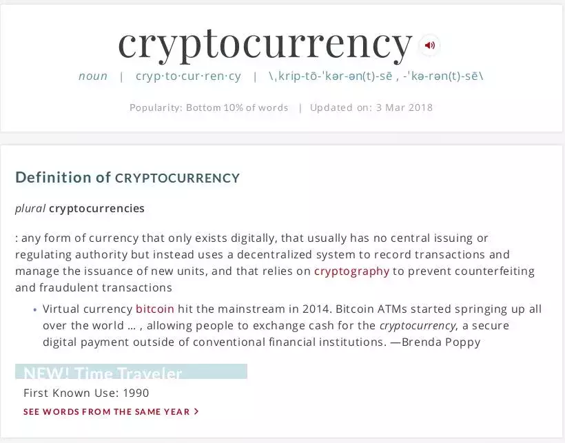 Merriam-Webster Dictionary Adds Further Validation To Cryptocurrency